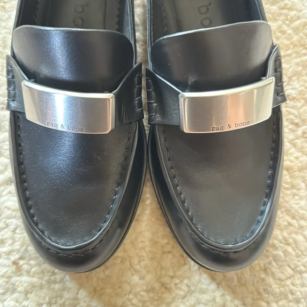 rag & bone Black Loafers with Silver Accent - Picture 6 of 7